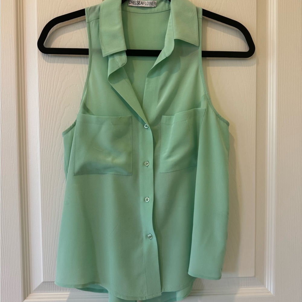 Chelsea Flower Mint Green Sleeveless Top